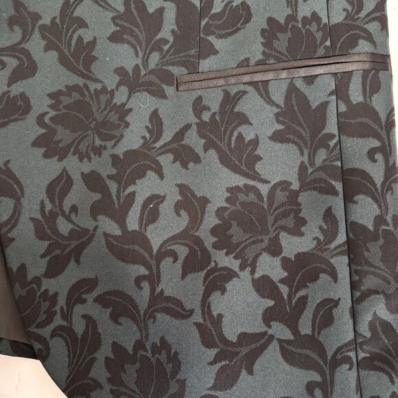 Saville Row Black Floral Satin Shawl Lapel Slim Cut  Evening Formal Jacket - Picture 5 of 13